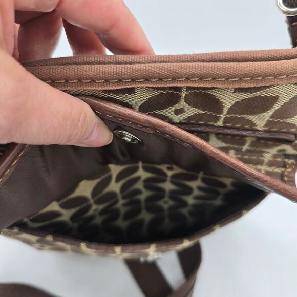 Fossil Marlow Geometric Logo Messenger Crossbody Shoulder Bag Brown Tan Canvas - Picture 7 of 9